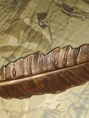 Two's Company Metallic Copper Feather Accent Tray